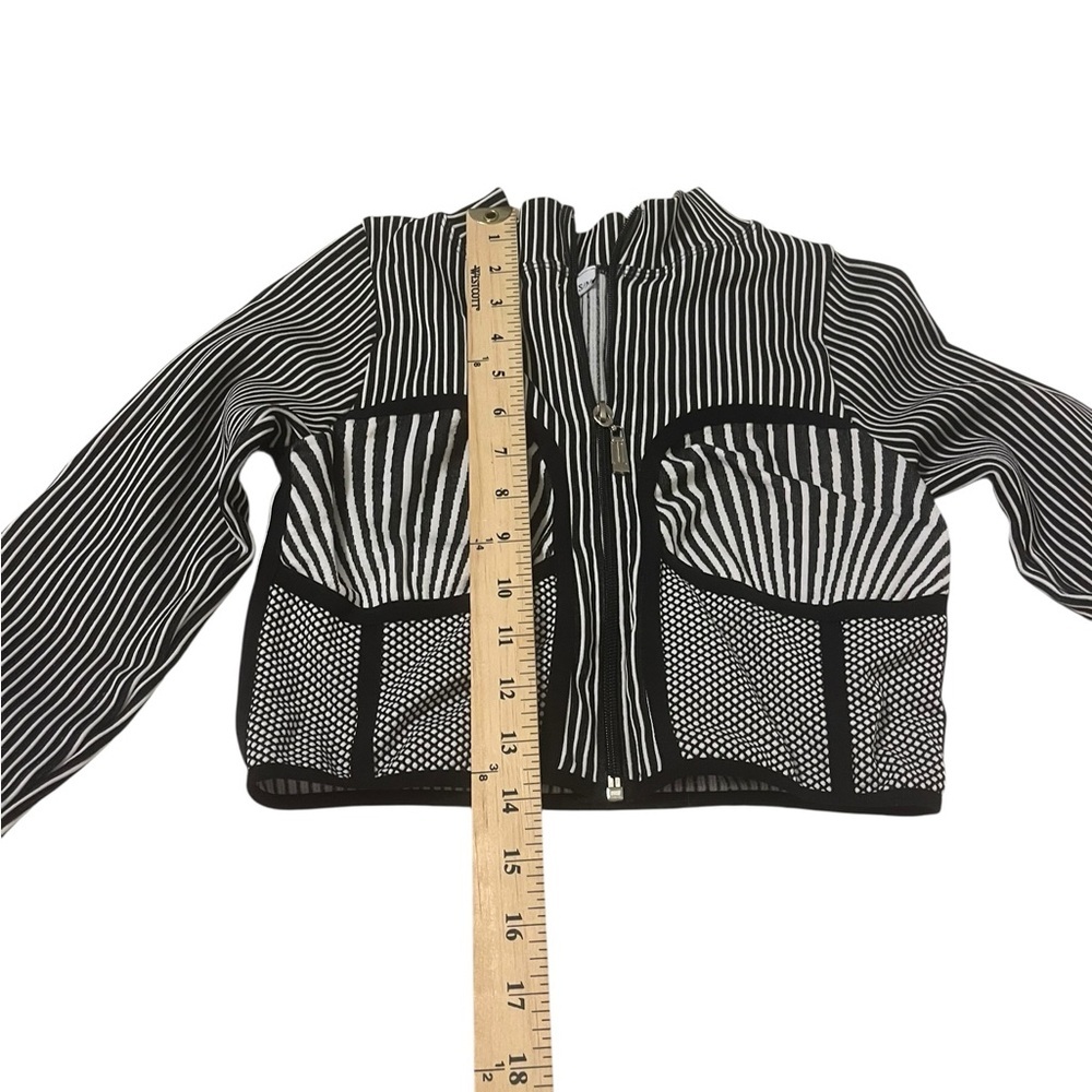Corset Top Y2K Grunge Festival Mesh Zip Long Sleeve Black White Indie S/M - Picture 4 of 9